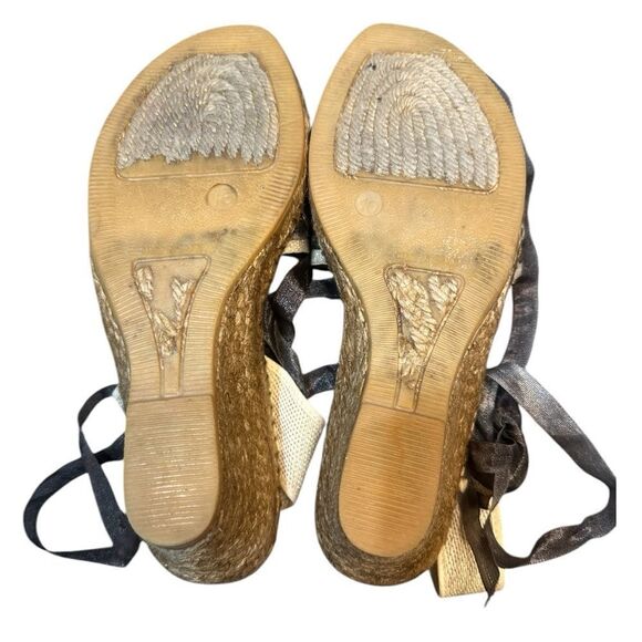 Andre Assous Linen Canvas with Ribbon Weave  Espadrille Wedges Size 10 - Picture 11 of 13